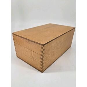 Vintage 70s PSI Napa Solid Wood Recipe Box With Unused 3x5" Cards and Dividers